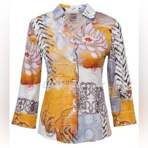 Dolcezza Simply Art “Good Enough” Blouse Artsy Abstract Boho Designer Size M